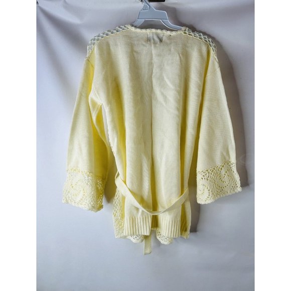 NOS VTG 70s Crochet Knit Wrap Belted Cardigan Sweater Hippy Y2K - Picture 7 of 7
